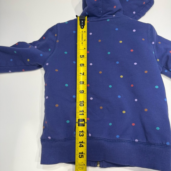 Boden Kids' Blue Hoodie Sherpa lined with Multicolored Dots - Picture 5 of 8